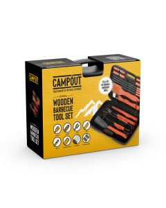 18 Piece Wooden BBQ Tool Set
